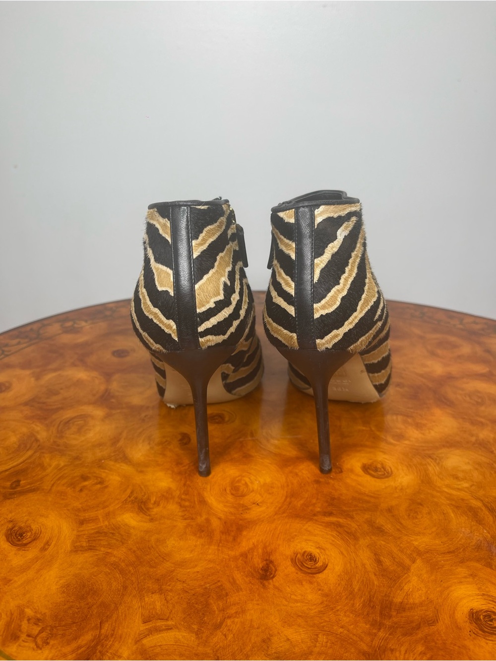 Gucci Zebra-Print Ankle Boots in Black and Tan